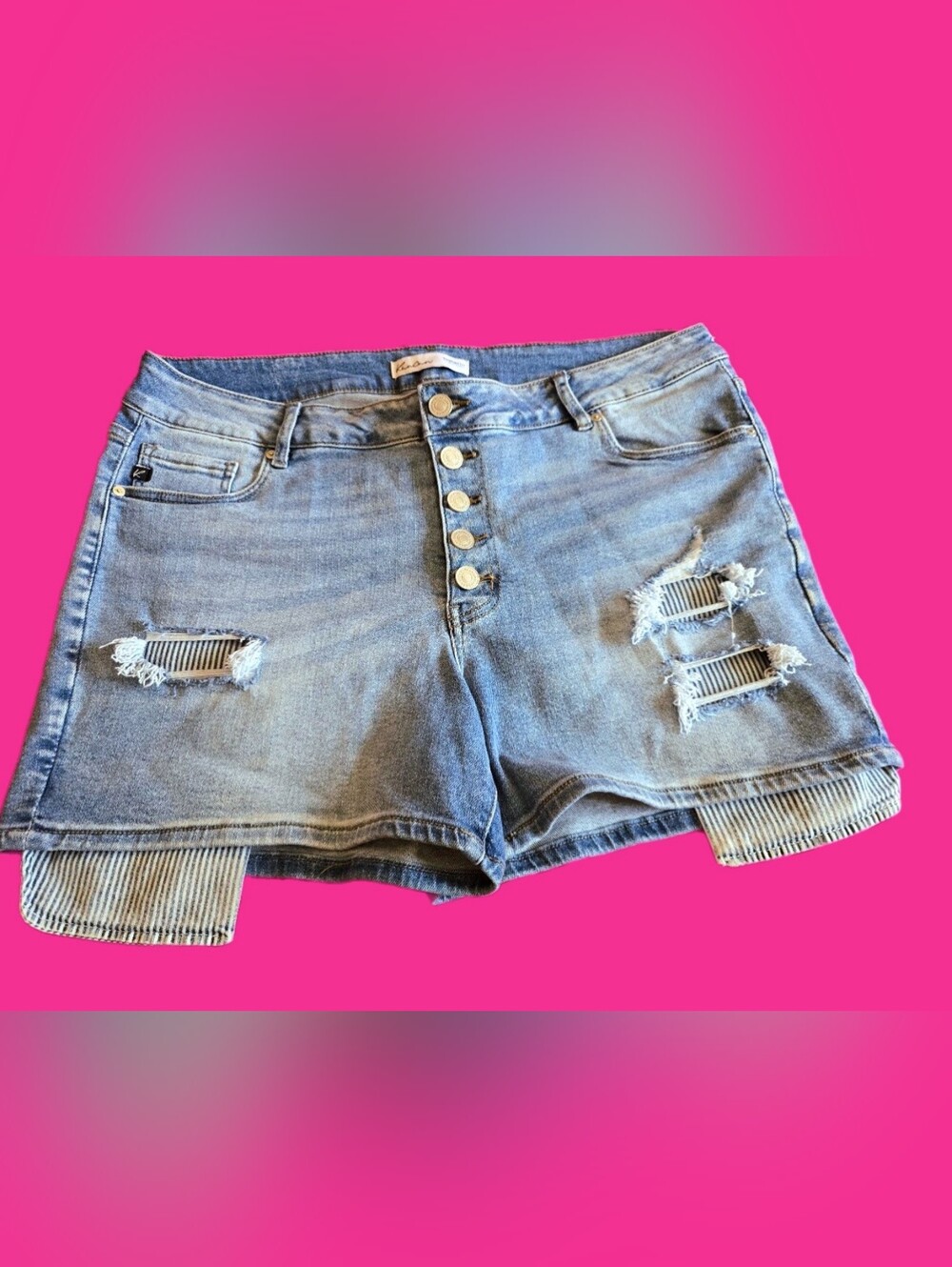 "KanCan" High-Rise Distressed Button Fly Denim Shorts-Size 18-NWOT - Picture 13 of 13